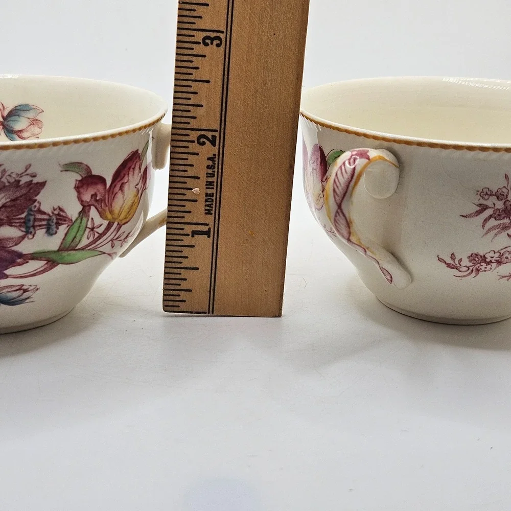 Vintage Johnson Brother's Floral Transferware Tea Cups Set of 2 Cottagecore